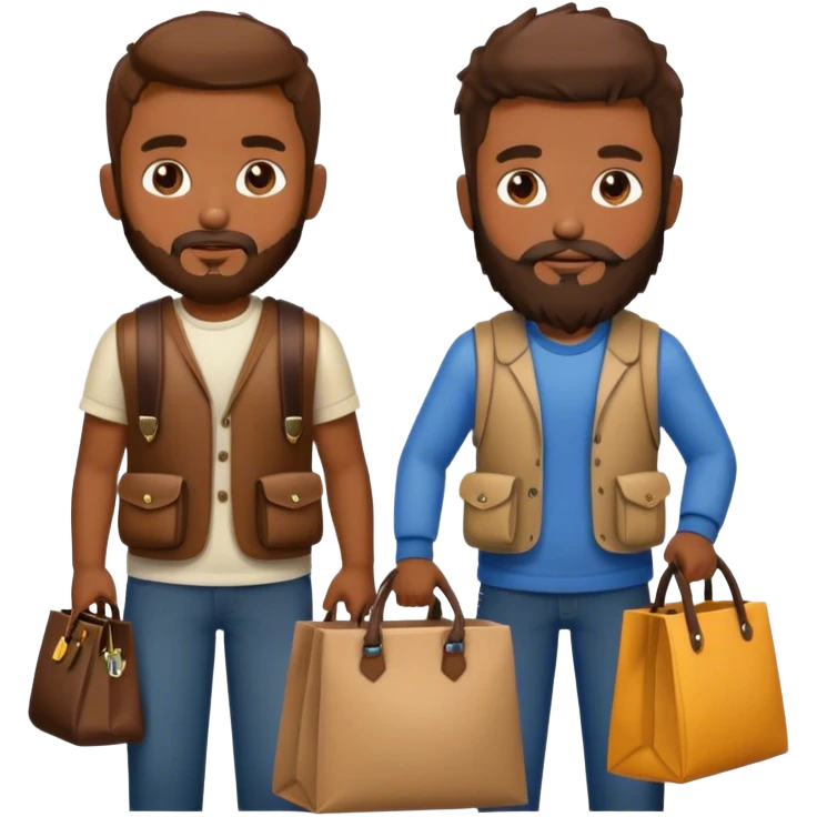 two boys with bag and beards emoji