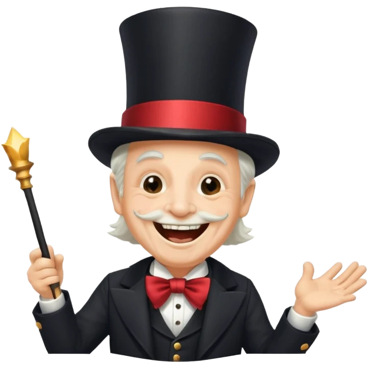 An old magician laughing loudly 🤣 emoji