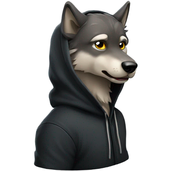 Alpha wolf wearing a black hoodie  emoji