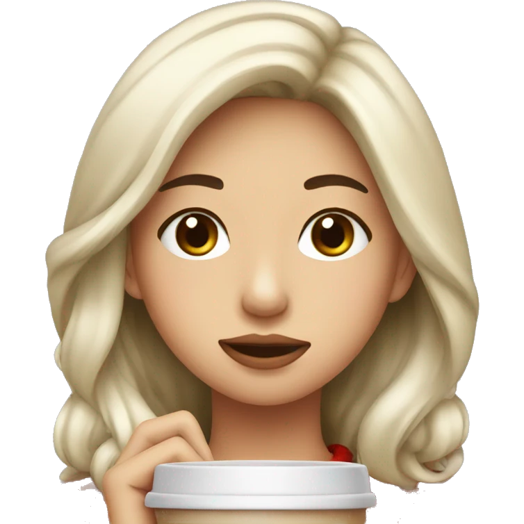 asian girl drinking coffee wearing Christmas sweater emoji