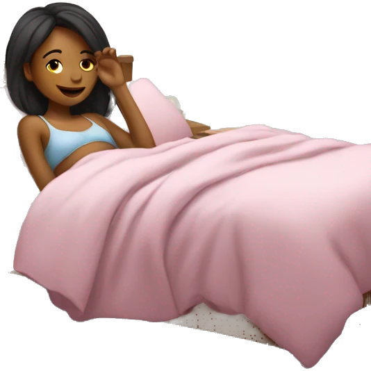 Girl relaxing in bed, girly emoji