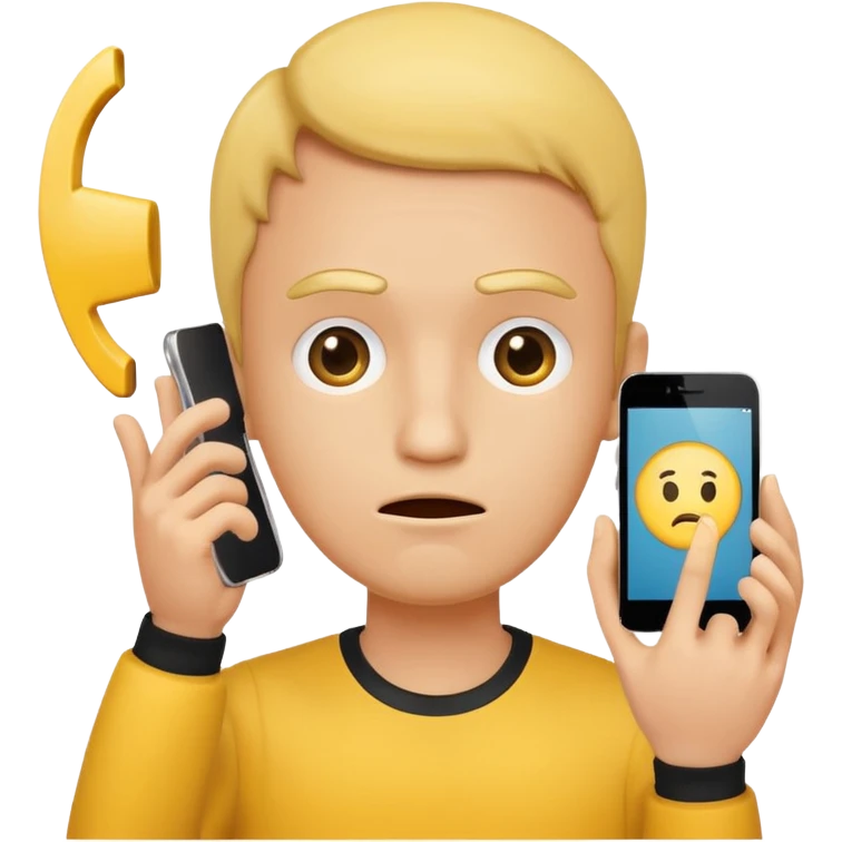 a yellow circle face confused why a hand is showing him a phone emoji