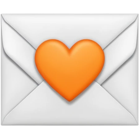 white envelop with small orange heart inside emoji