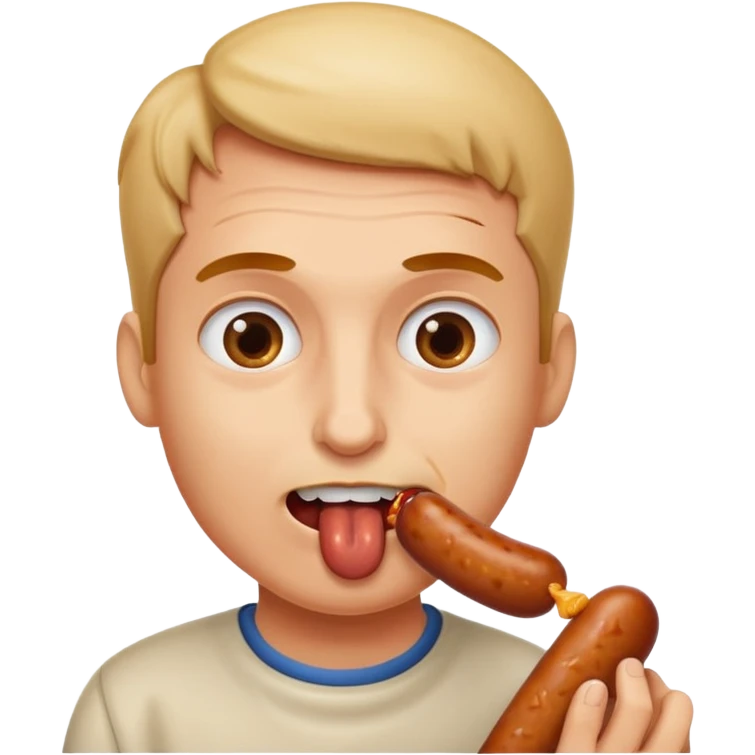Face eating a sausage emoji