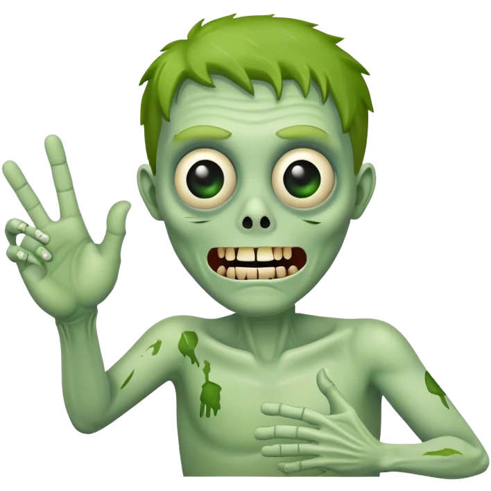 friendly green zombie waving hand saying hello emoji