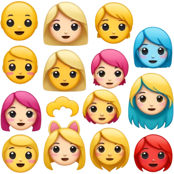 Cute cartoon sticker, simple flat design, bold outline, bright colors, chibi style, expressive face, minimal background, vector style, high contrast, emoji-like, transparent background, sticker pack style emoji