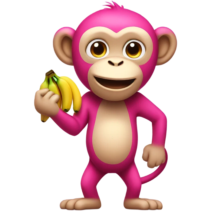 Pink Monkey Holding Banana emoji