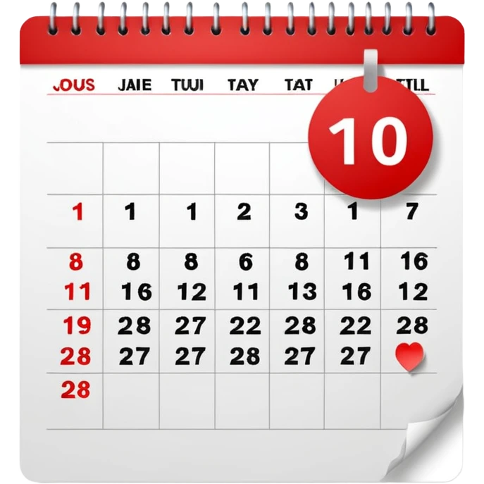 Wall calendar with red circled date emoji