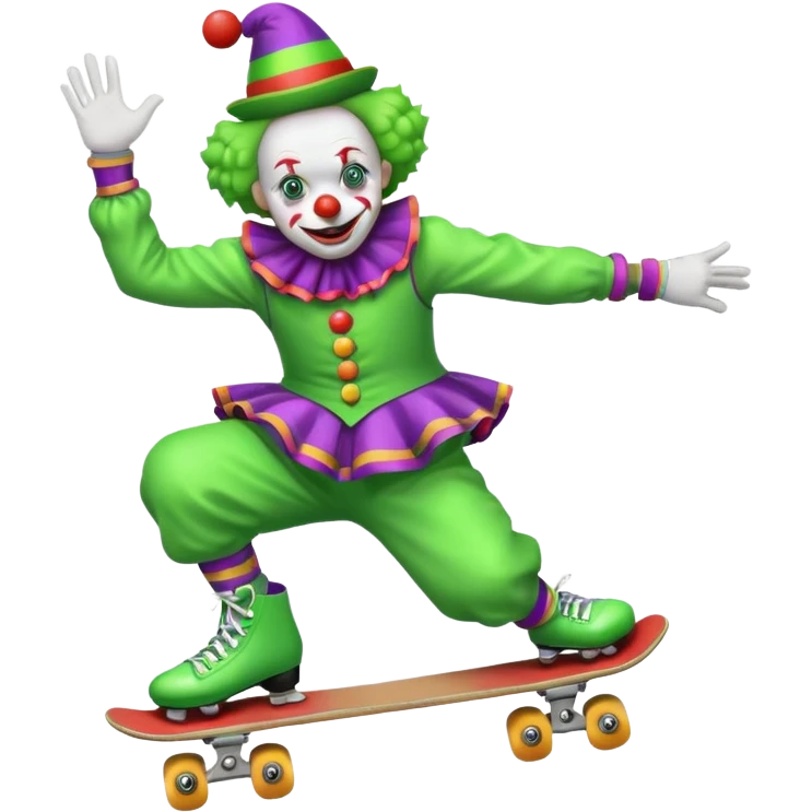skater clown skating greenü emoji
