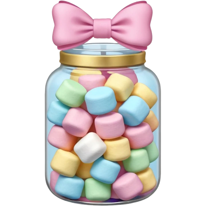 A jar filled with pastel marshmallow. A pastel Bow on the top emoji