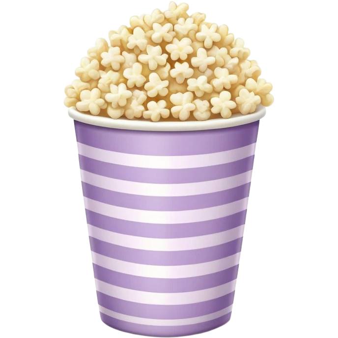 Popcorn in a striped cup pale purple with a TV emoji