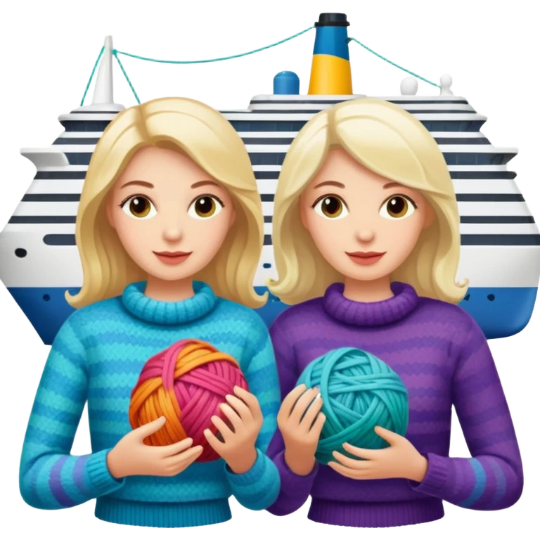 white ladies knitting on a cruise ship emoji
