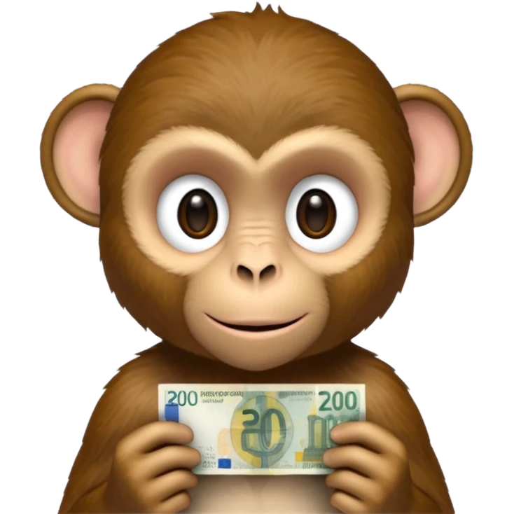 create a monkey holding a 20 euro bill  emoji