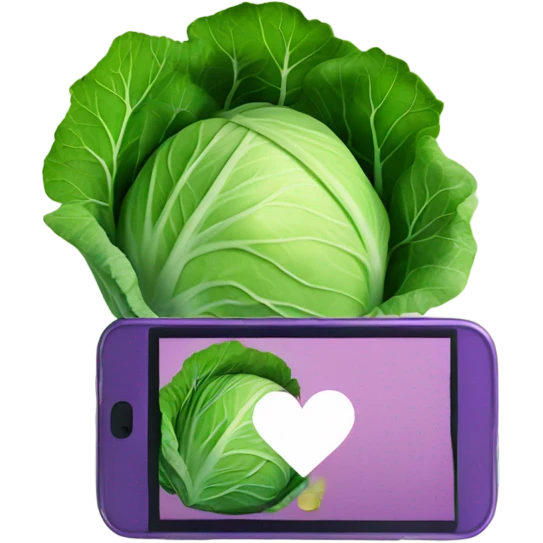 cabbage takes pictures with phone emoji