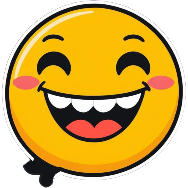 dirty, filthy, gross laughing emoji with an exaggerated grin, mischievous, dirty, cartoon style emoji