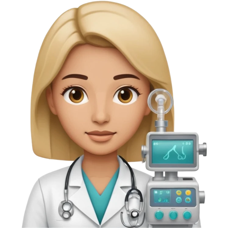doctor with an anesthesia machine, medical uniform, clear facial features, modern emoji style, simple background emoji