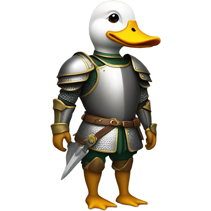 A duck wearing a suit of amor  emoji