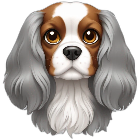 Chien cavalier king charles gris et blanc emoji