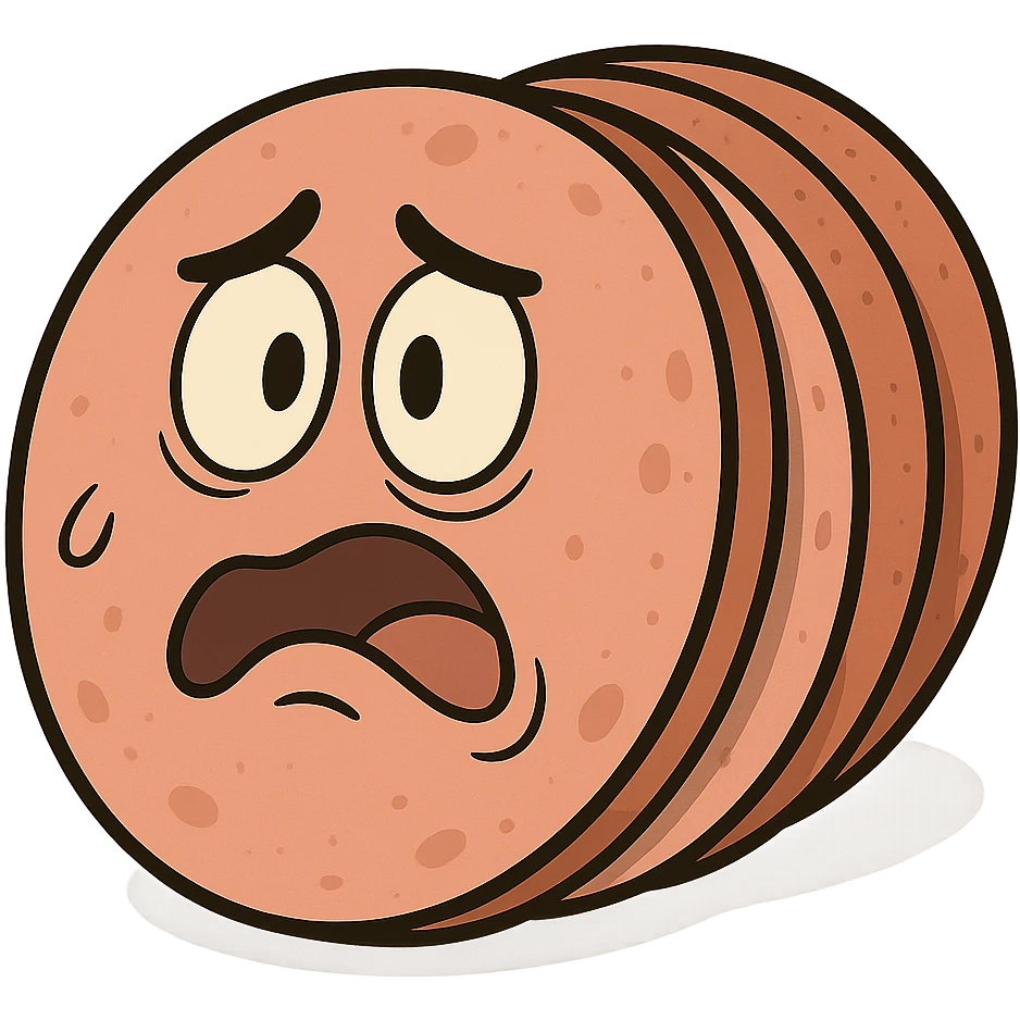 slices of bologna sausage, cartoon style, simple, no background emoji