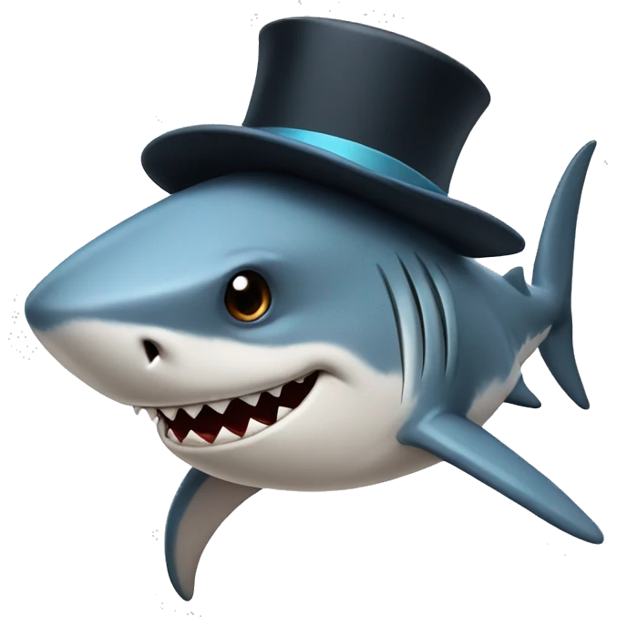 Shark with a top hat emoji