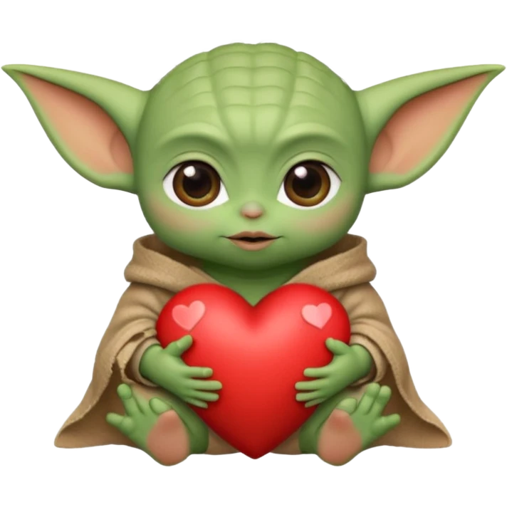 Baby yoda with heart emoji