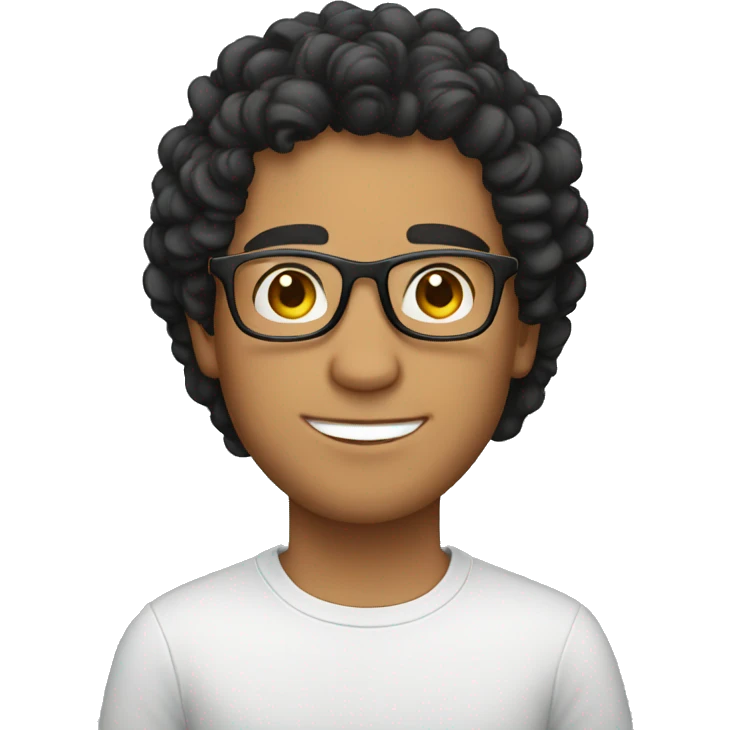 latino guy with glasses and curly short black hair emoji