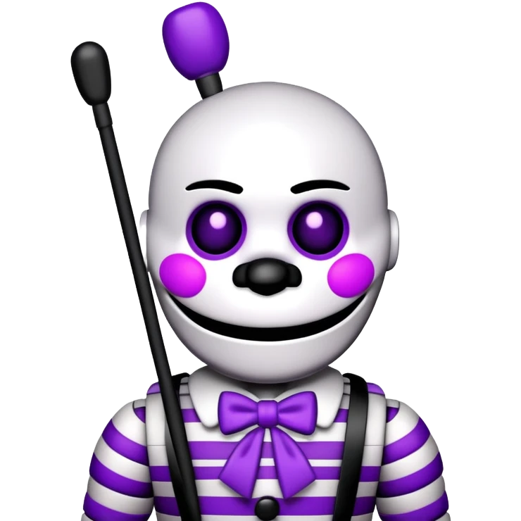 The Puppet Marionette from Five Nights at Freddy's with white face and purple tears emoji