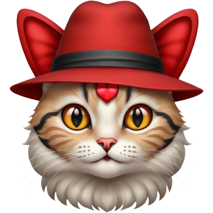Chat avec un nœud rouge et un chapeau de magicien emoji