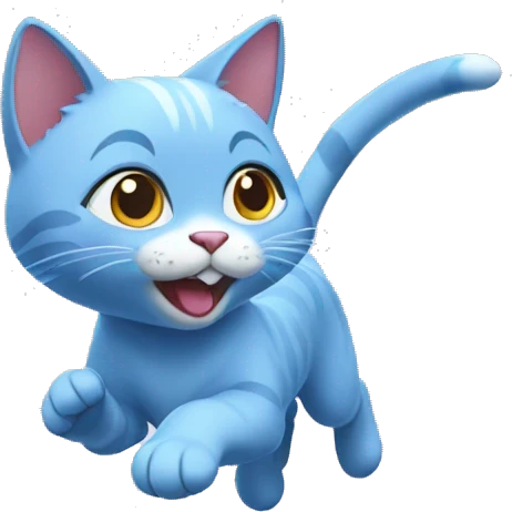 skyblue cat running emoji