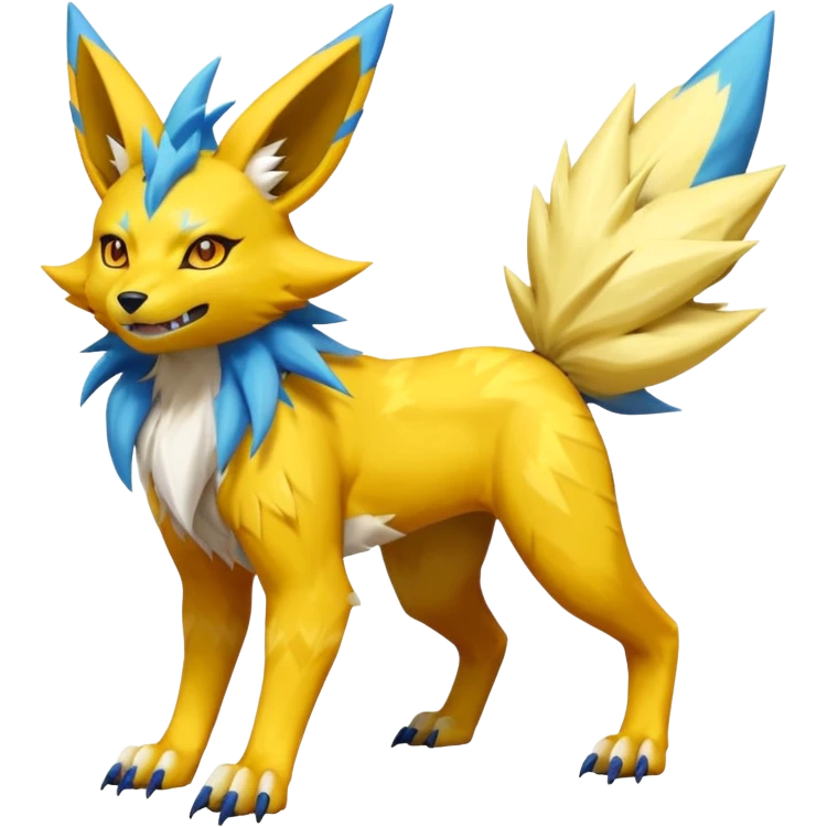 Feral Quadrupedal Digitigrade Electrike-Jolteon-Renamon-Zeraora-Vernid-fusion-hybrid-creature, full body  emoji