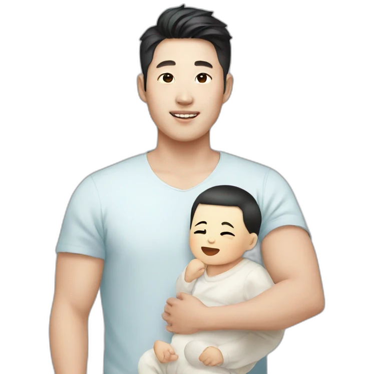 A Korean guy and a baby emoji
