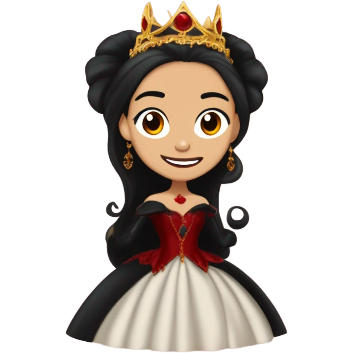 painting Lavish Victorian evening gown, Jenna Ortega as young Morticia Addams Jedi wearing a mini tiara, riding on the back of a very large blood red evil-looking fire-spewing horned dragon emoji