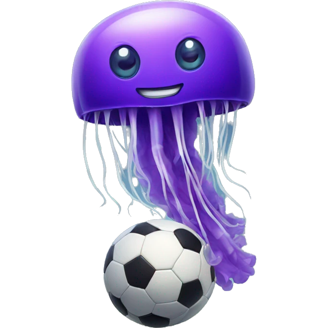 A purple jellyfish playing soccer  emoji