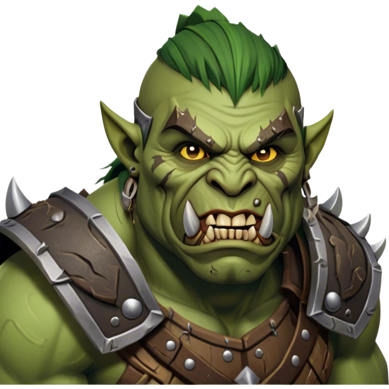 Cinematic Realistic WoW Orc Warrior Portrait, head tilted dramatically with an exaggeratedly amused expression, blending raw, primal might with a touch of unexpected humor. His battle-scarred green skin, robust muscles, and intricately detailed tribal armor in deep, earthy tones are rendered with lifelike texture and dynamic lighting, high shine, dramatic yet whimsical, capturing an orc warrior whose epic strength is matched by a playful, irreverent charm. emoji