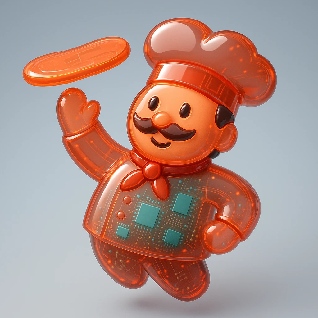 smiling Italian chef spinning pizza dough emoji
