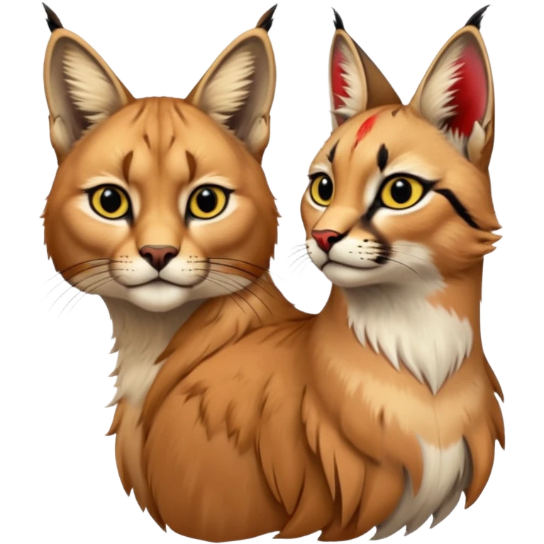 un Lynx Caracal Réaliste avec un Chardonnet (Oiseau) sur l'épaule emoji