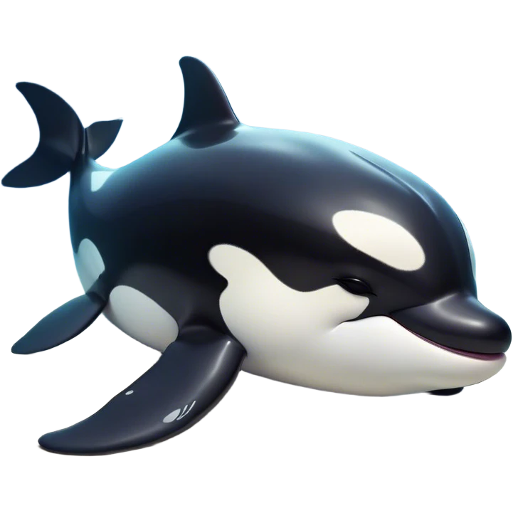 Meme-Worthy Cute Sleeping orca Portrait Emoji, Head resting peacefully with a contented smile, showcasing a smooth black-and-white body with gently drooping fins and eyes softly closed in serene slumber, Simplified yet adorably endearing features, highly detailed, glowing with a soft, drowsy deep-sea light, high shine, relaxed and utterly lovable, stylized with an air of playful oceanic laziness, soft glowing outline, capturing the essence of a sleeping orca that feels destined to become the next viral icon of adorable marine rest! emoji