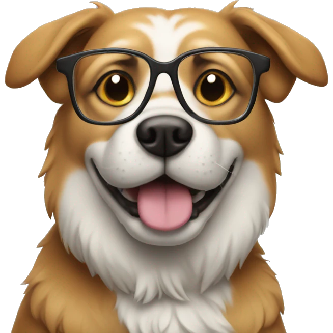 Dog wearing reading glasses emoji