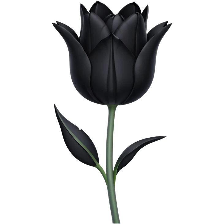 goth tulip with black petals, silver stem, gothic elegance emoji