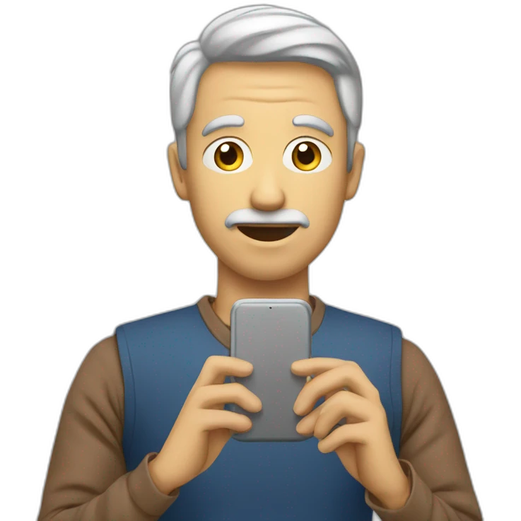 Homme regardant son téléphone emoji