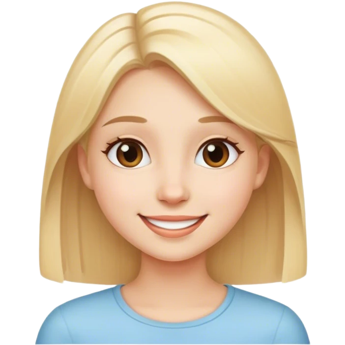 painter girl with straight blonde hair and, very cheerful  emoji