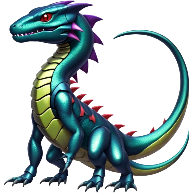 Shiny Exotic epic Salandit-Genesect-Koraidon-Fakémon-hybrid-creature (full body)  emoji