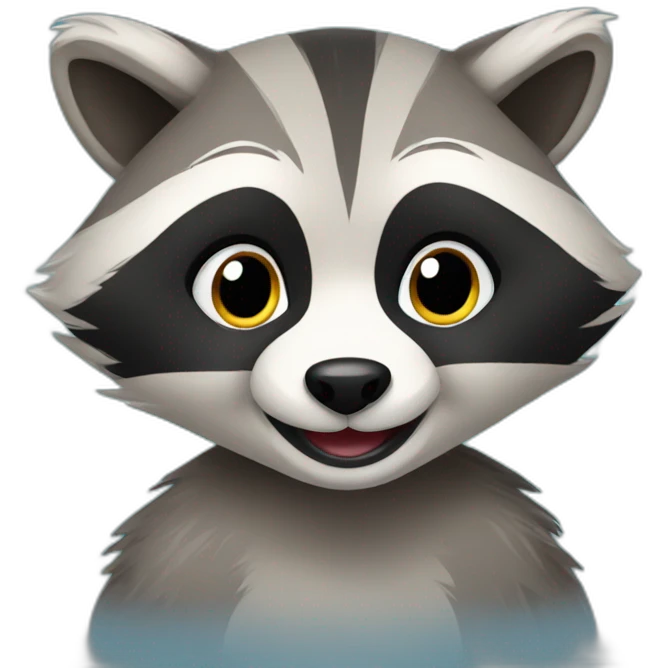 a cheerful raccoon emoji