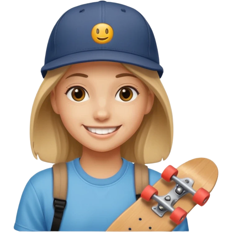 skateboarder girl mugshot with cap emoji