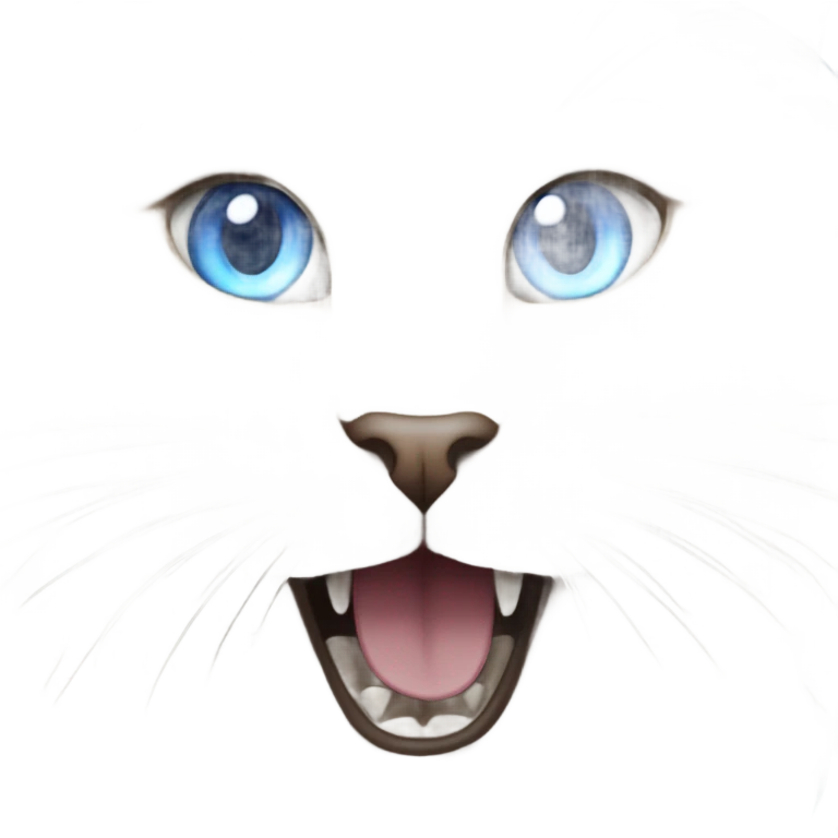 white long hair cat with blue eyes screaming!!!!! emoji