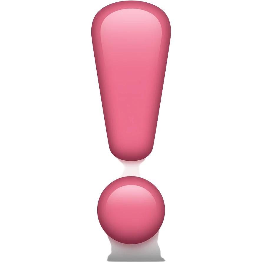 Exclamation mark flat design, cartoonish illustration, pastel red colours, rounded shapes, thick outlines, sticker emoji