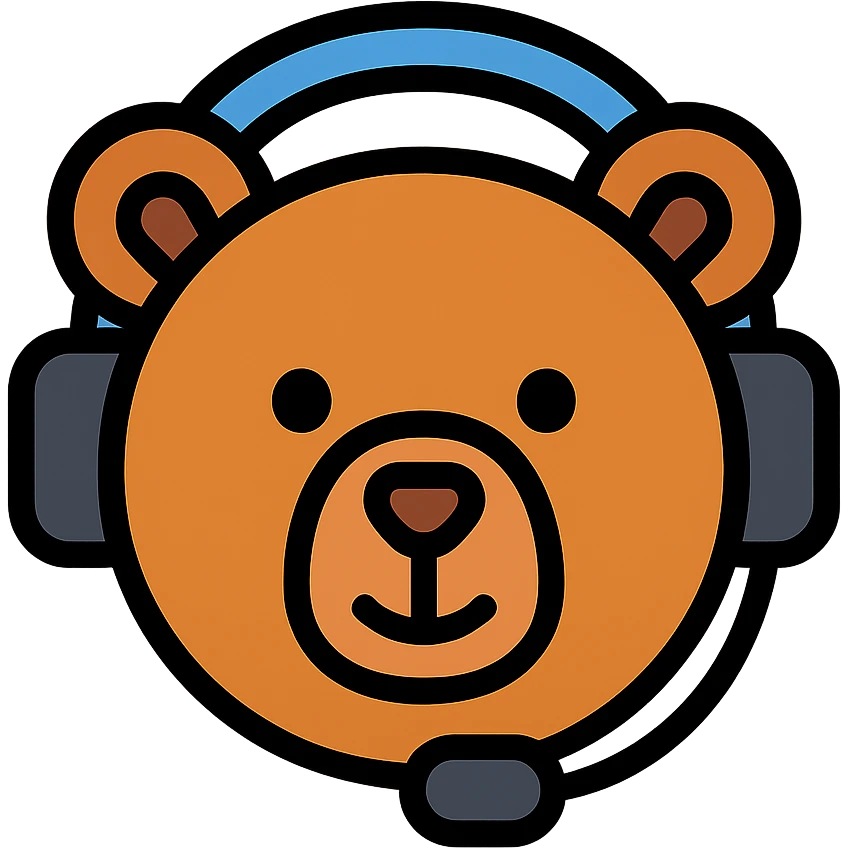 color outline icon of a bear with a headset emoji