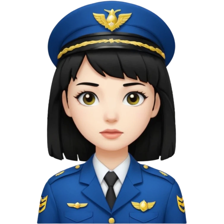 pale skin, a girl who have black hair with mullet haircut and wearing uniform. long lashes emoji
