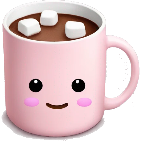 Light Pink mug of hot chocolate with marshmallows  emoji