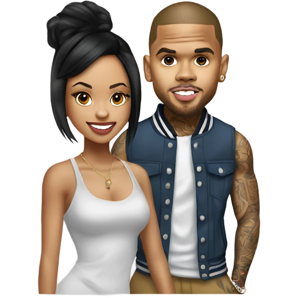 Hyper Realistic Chris Brown and realistic beautiful Karruche Tran  emoji